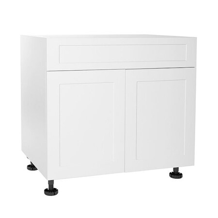 Cambridge Quick Assemble Modern Style, Shaker White 36 in. Sink Base Kitchen Cabinet, 2 Door (36 in. W x 24 in. D x 34.50 in. H) SA-BUS36-SW